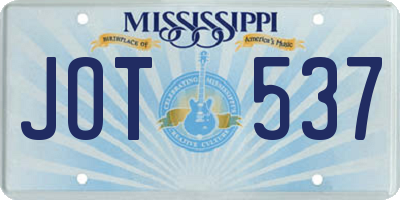 MS license plate JOT537