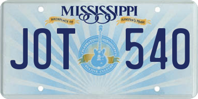 MS license plate JOT540