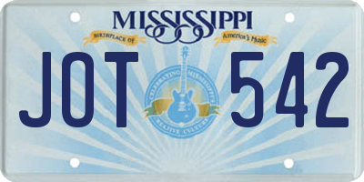 MS license plate JOT542