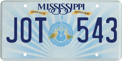 MS license plate JOT543
