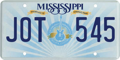 MS license plate JOT545