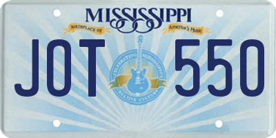 MS license plate JOT550