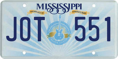 MS license plate JOT551