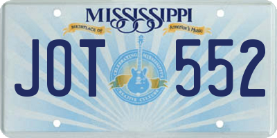 MS license plate JOT552