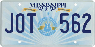 MS license plate JOT562