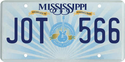 MS license plate JOT566