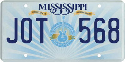 MS license plate JOT568