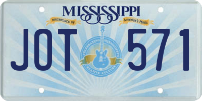 MS license plate JOT571