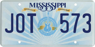 MS license plate JOT573
