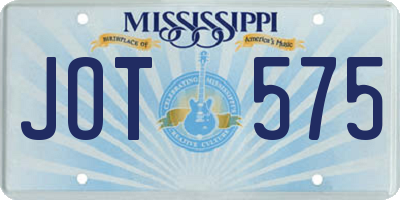 MS license plate JOT575