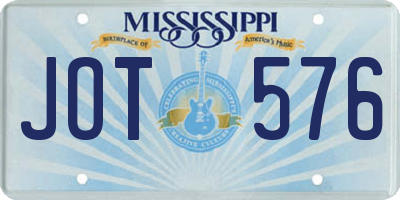 MS license plate JOT576