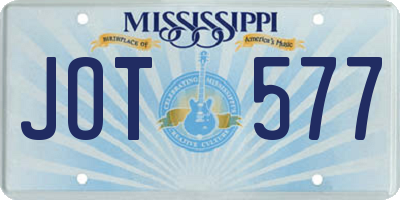 MS license plate JOT577