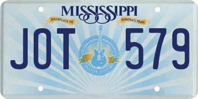 MS license plate JOT579