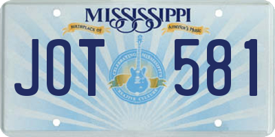 MS license plate JOT581