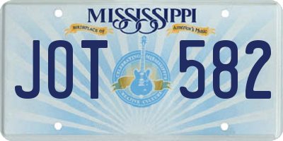 MS license plate JOT582