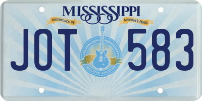 MS license plate JOT583