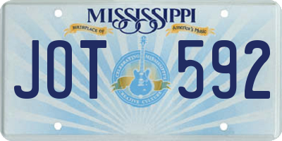 MS license plate JOT592