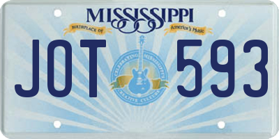 MS license plate JOT593