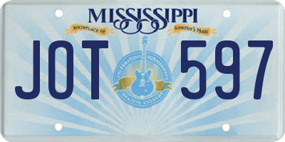MS license plate JOT597
