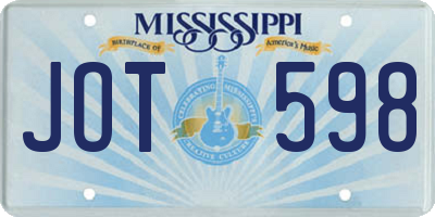 MS license plate JOT598
