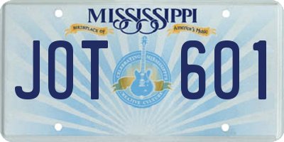 MS license plate JOT601