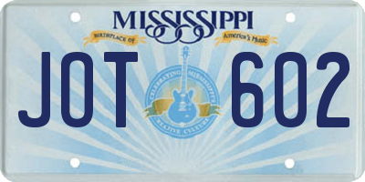 MS license plate JOT602
