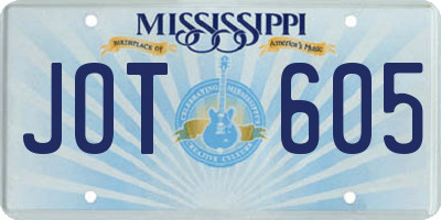 MS license plate JOT605