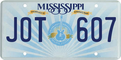 MS license plate JOT607