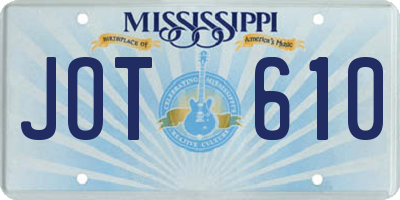 MS license plate JOT610