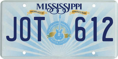 MS license plate JOT612