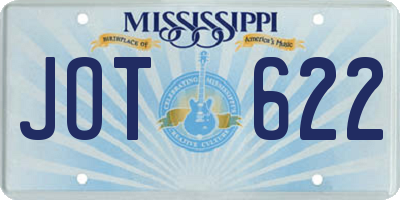 MS license plate JOT622