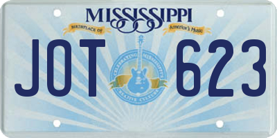 MS license plate JOT623