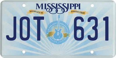 MS license plate JOT631