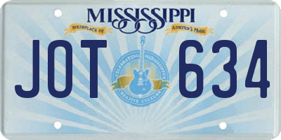 MS license plate JOT634