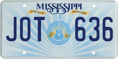 MS license plate JOT636