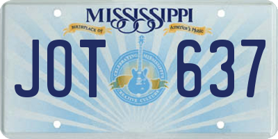 MS license plate JOT637
