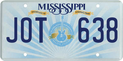 MS license plate JOT638