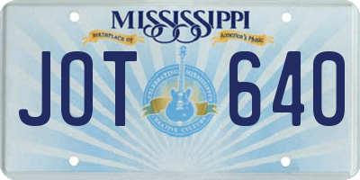 MS license plate JOT640