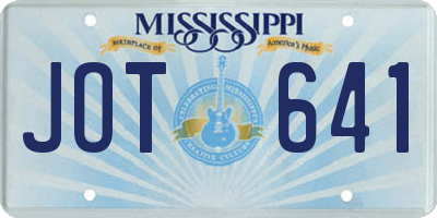 MS license plate JOT641