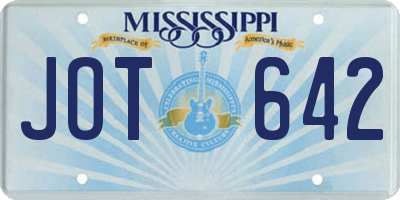 MS license plate JOT642