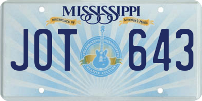 MS license plate JOT643