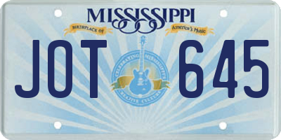 MS license plate JOT645