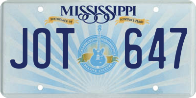 MS license plate JOT647