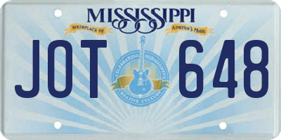 MS license plate JOT648