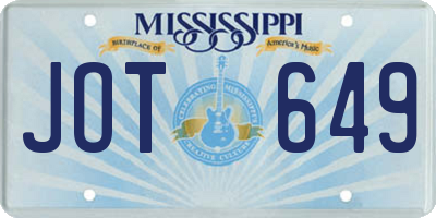 MS license plate JOT649