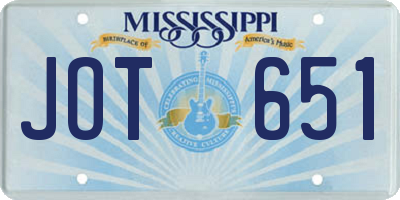 MS license plate JOT651