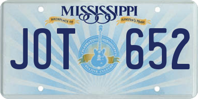 MS license plate JOT652