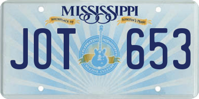 MS license plate JOT653