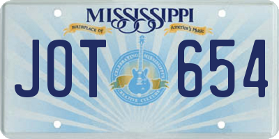MS license plate JOT654