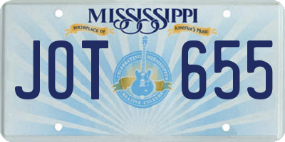 MS license plate JOT655